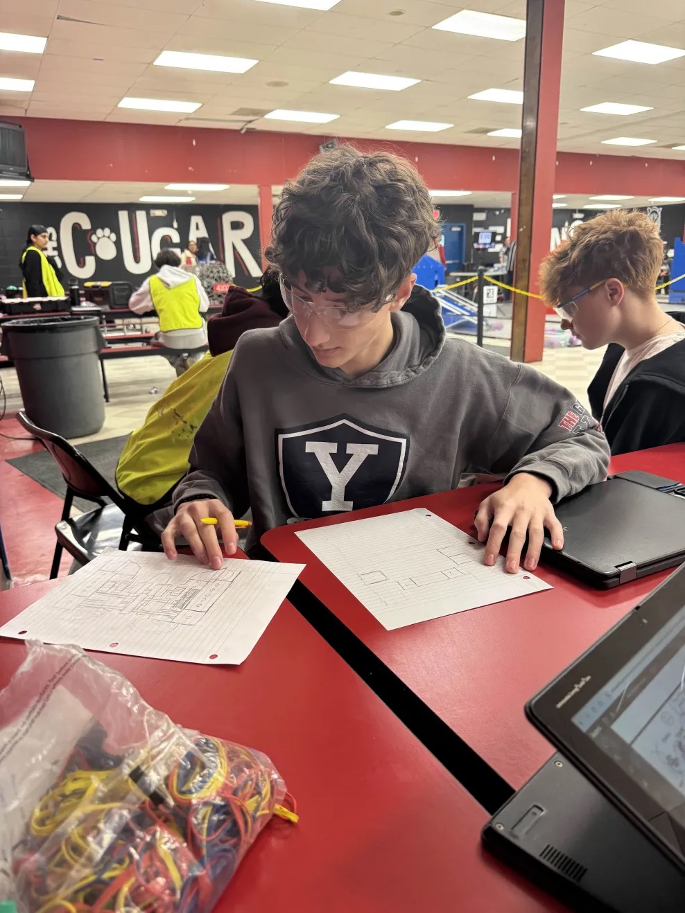 Fire Robotics designing in the pits at a competition